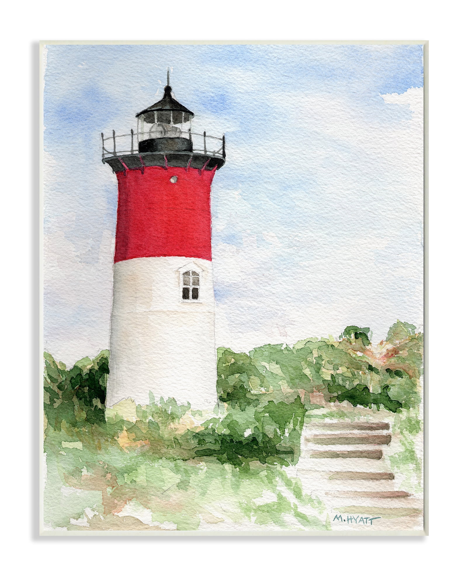 Stupell Industries Stairs Leading to Nauset Lighthouse Green Cliffside Wall Plaque, 13 x 19, Design by Melissa Hyatt LLC