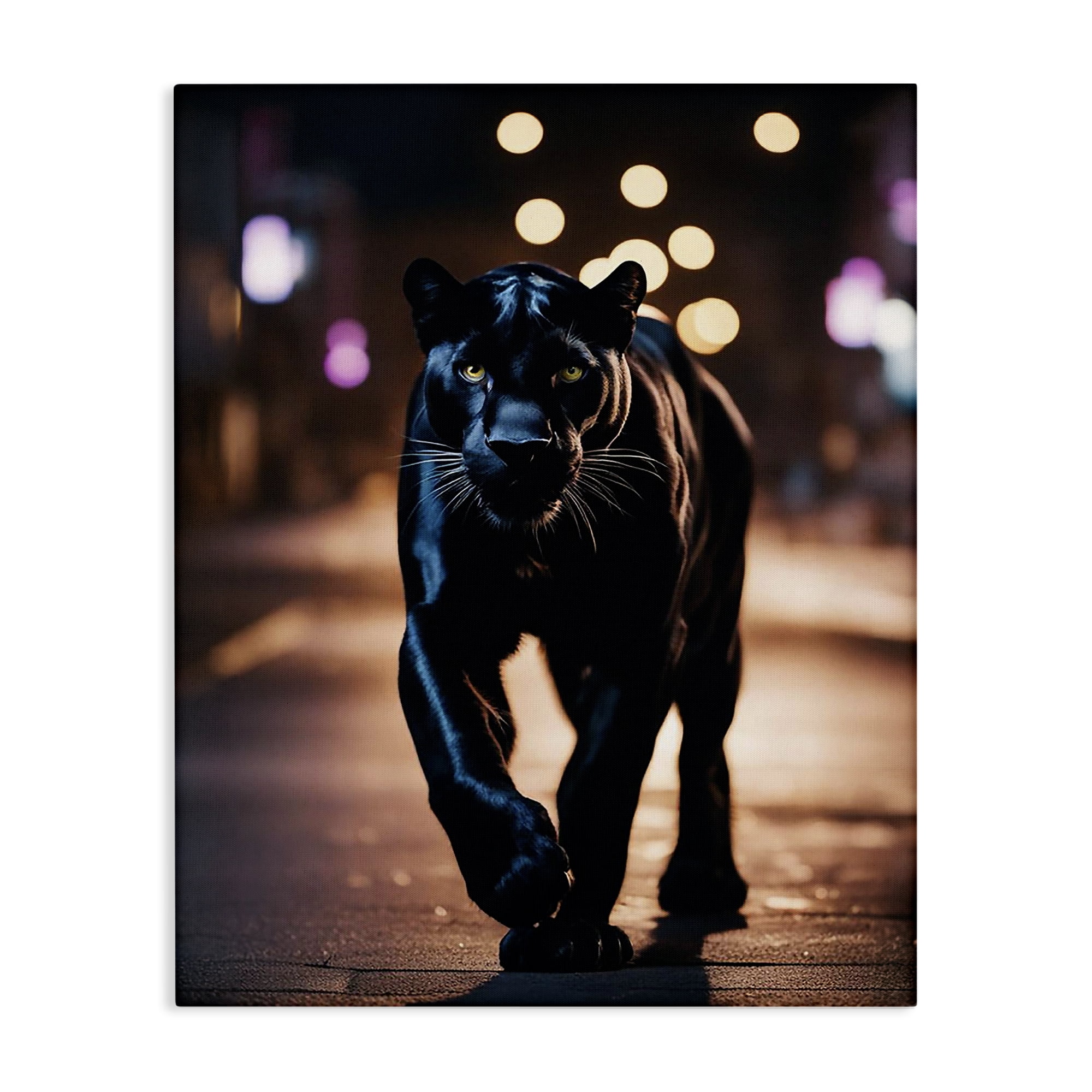 Stupell Industries Stalking Panther on Street Animals Painting Wrapped Canvas Art Print Wall Art, 16 x 20