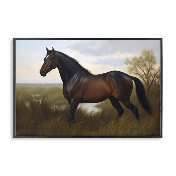 Stupell Industries Rustic Lodge Stallion in Marshland Black Framed Giclee Art, 30 x 20, by Creative Studio