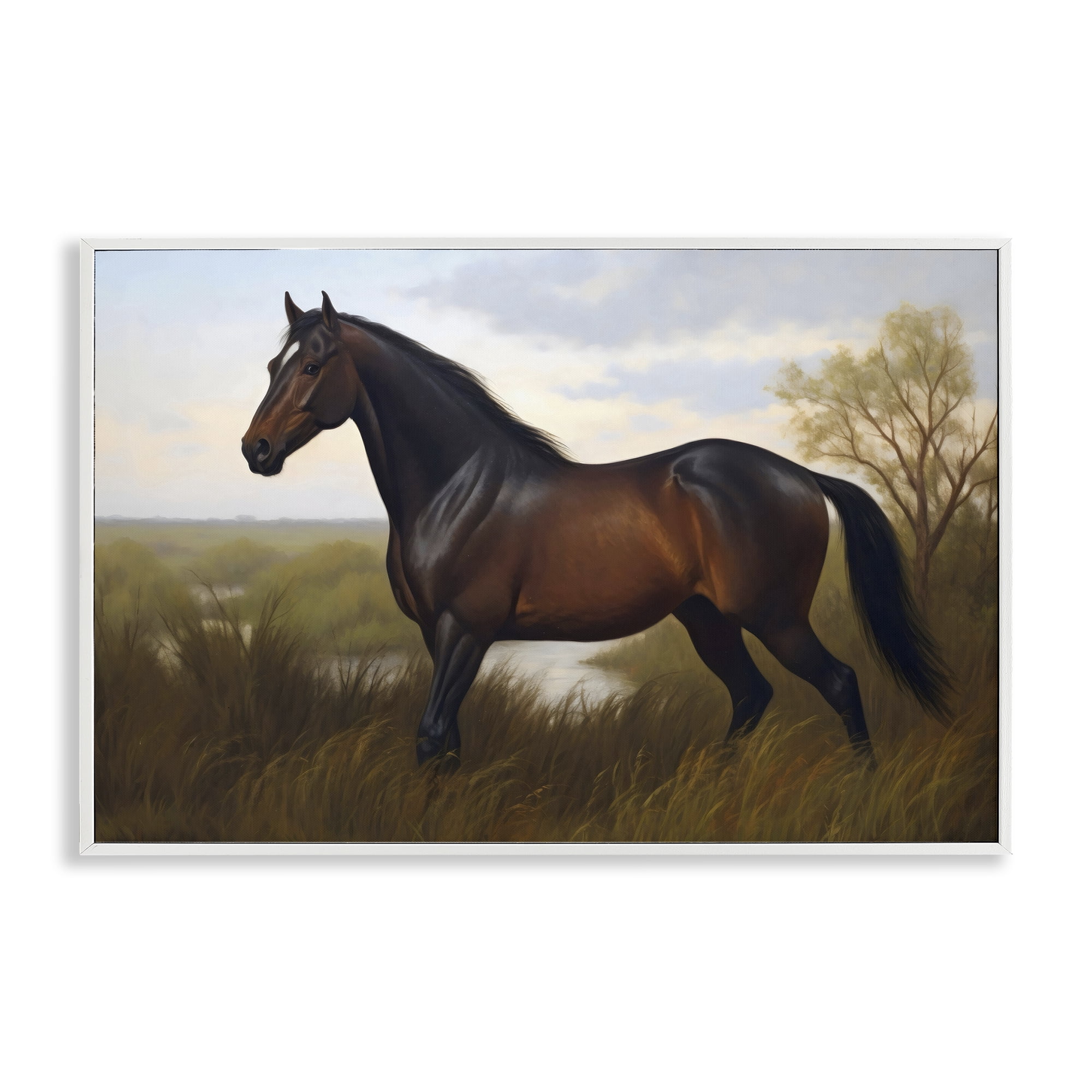 Stupell Industries Stallion in Marshland White Framed Giclee Art, design by Creative Studio