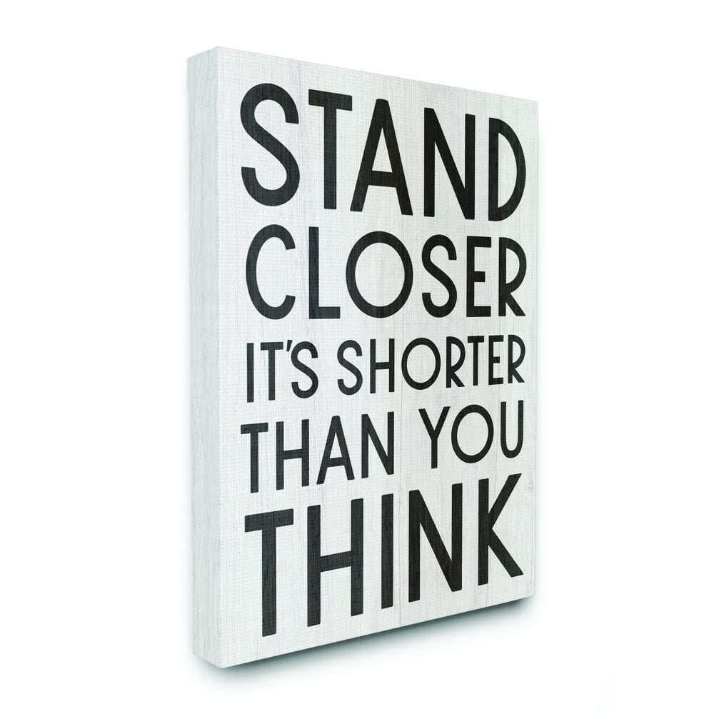 Stupell Industries Stand Closer Funny Bathroom Wood Texture Word Design Canvas Wall Art by Daphne Polselli