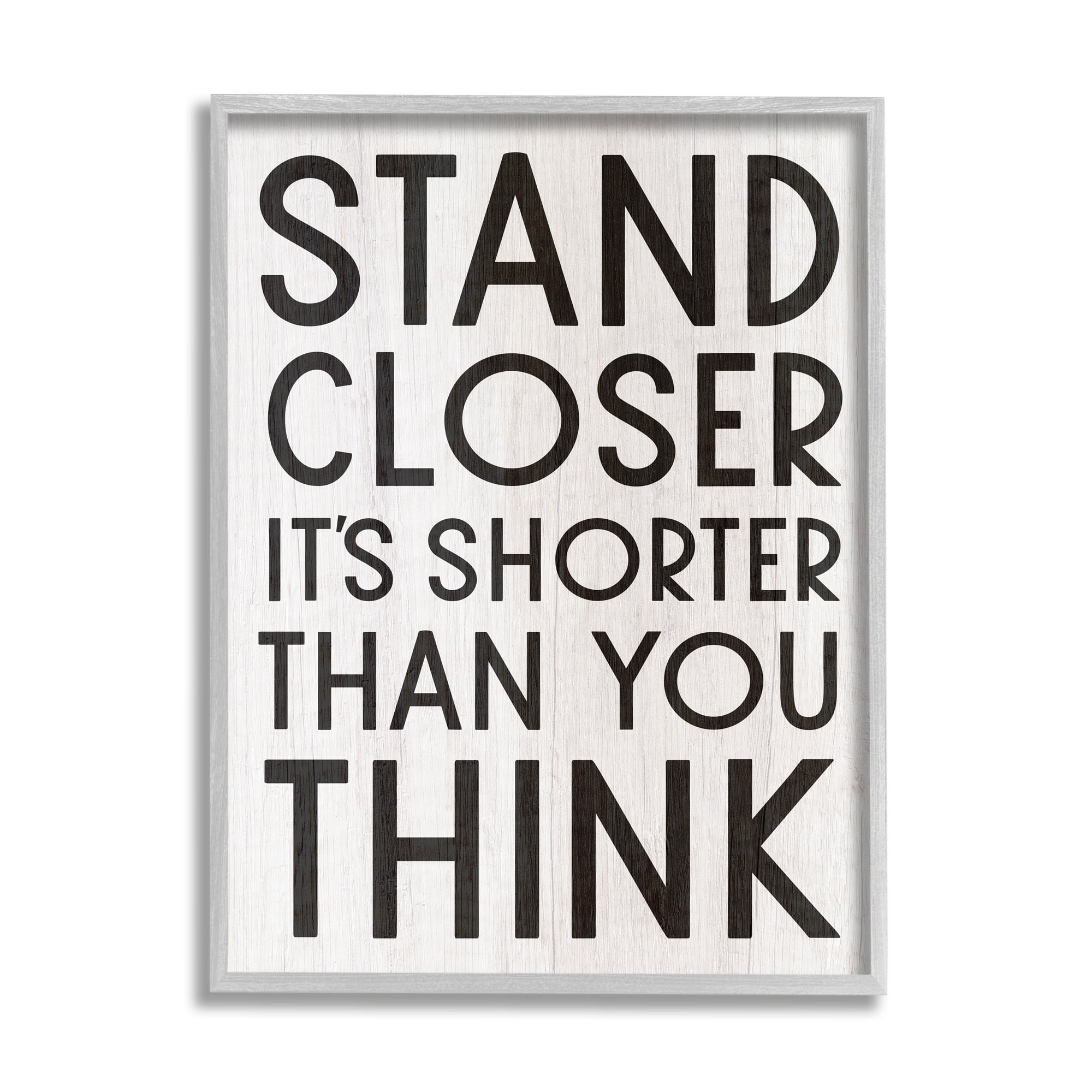 Stupell Industries Stand Closer Funny Bathroom Wood Texture Word Design Framed Wall Art by Daphne Polselli