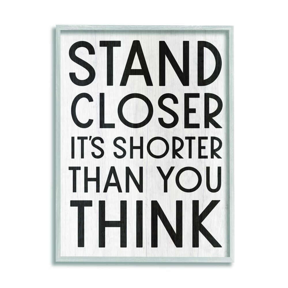Stupell Industries Stand Closer Funny Bathroom Wood Texture Word Design Framed Wall Art by Daphne Polselli