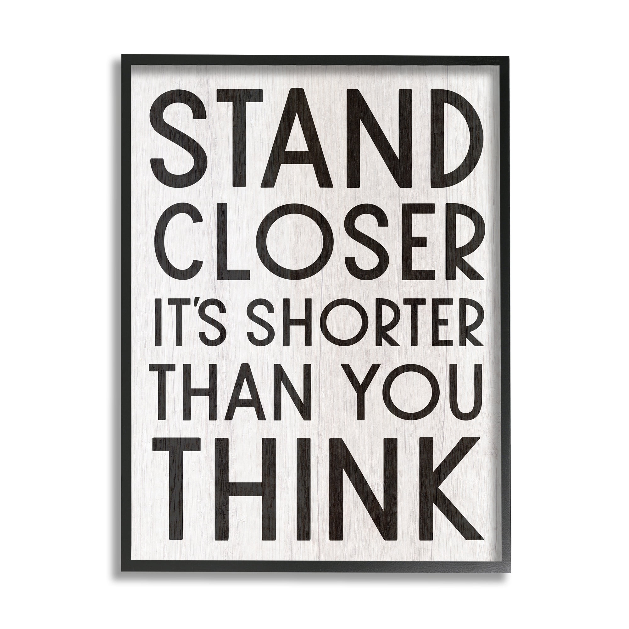 Stupell Industries Stand Closer Funny Bathroom Wood Texture Word Design Framed Wall Art by Daphne Polselli