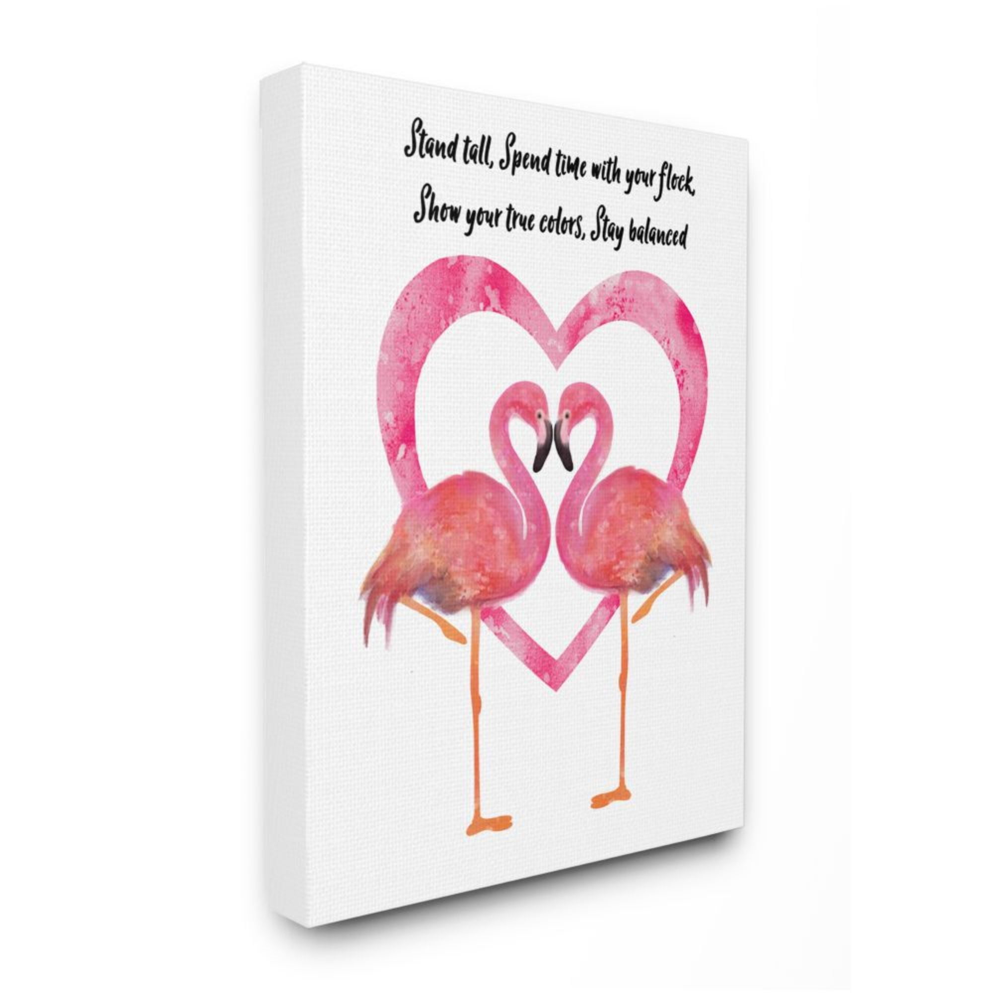 Stupell Industries Stand Tall Phrase Pink Flamingo Bird Heart Design by Lisa Lane, 36" x 48"