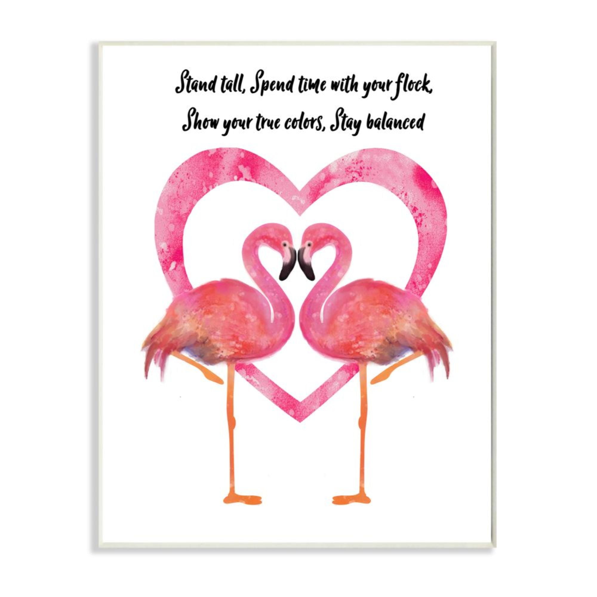 Stupell Industries Stand Tall Phrase Pink Flamingo Bird Heart Design by Lisa Lane