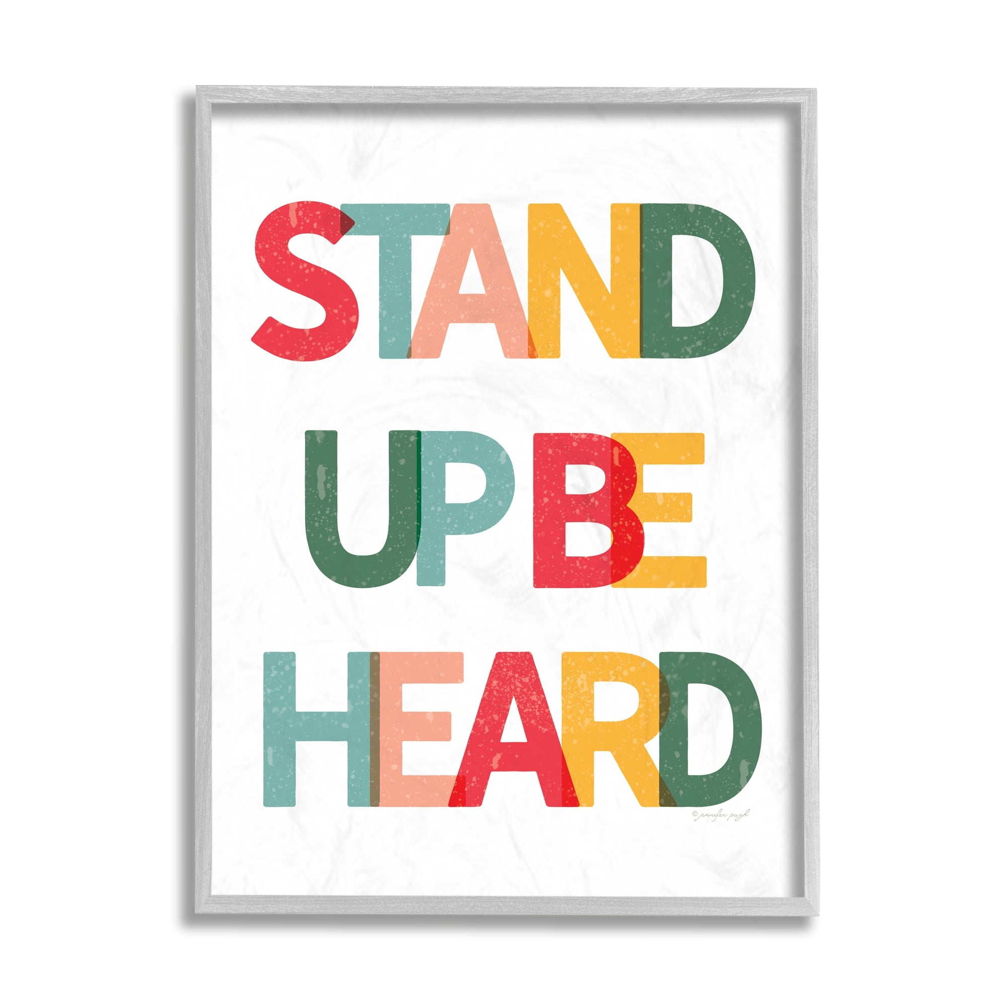 Stupell Industries Stand Up Be Heard Bold Text Motivational Phrase Typography Painting Gray Framed Art Print Wall Art, 16 x 20