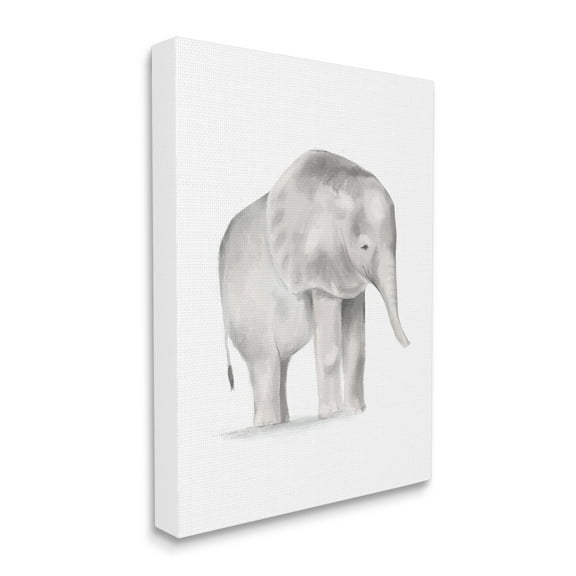 Stupell Industries Standing Baby Elephant Soft Grey Illustration Canvas Wall Art, 36 x 48, Design by Daphne Polselli