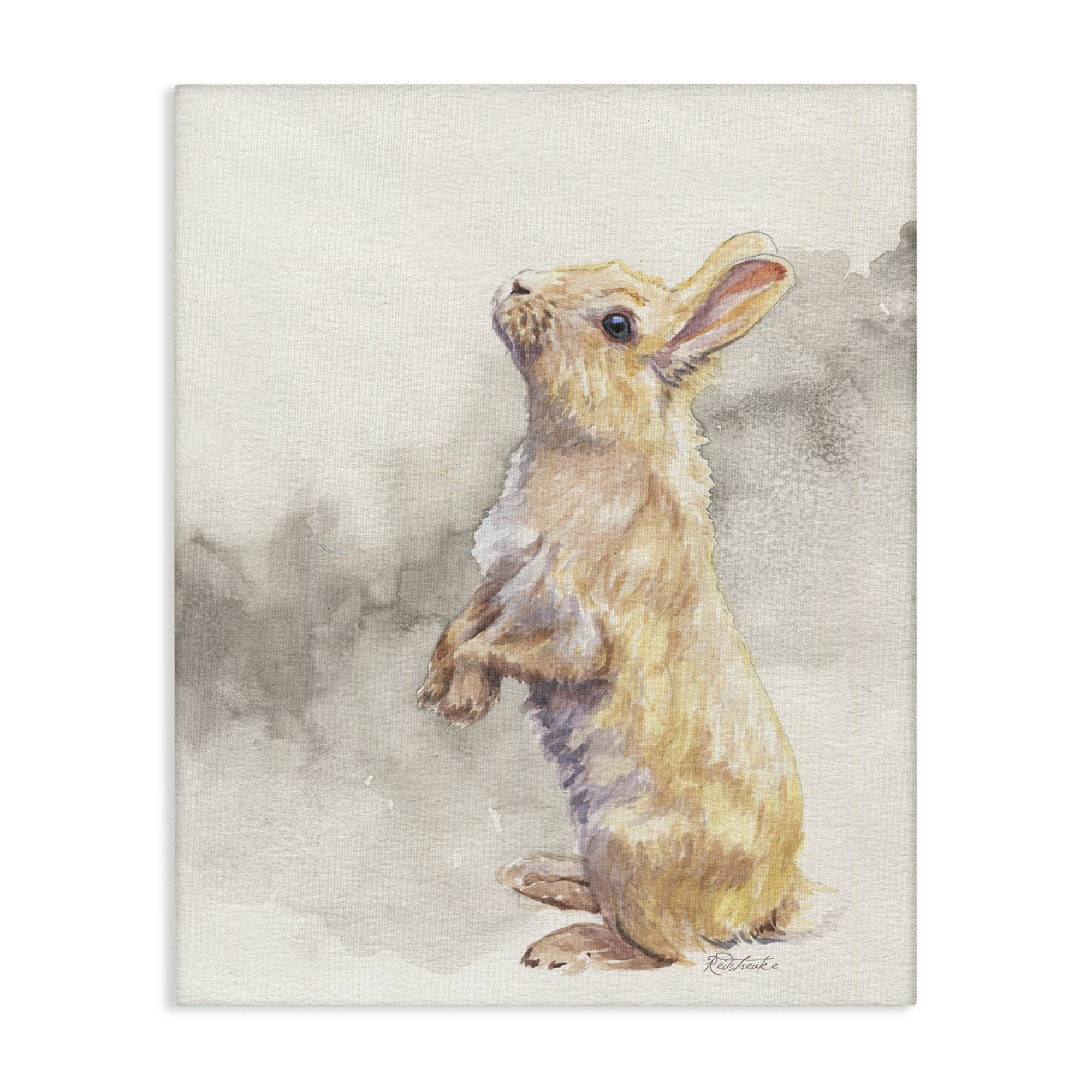 Stupell Industries Standing Bunny Watercolor Animals Painting Wrapped Canvas Art Print Wall Art, 36 x 48