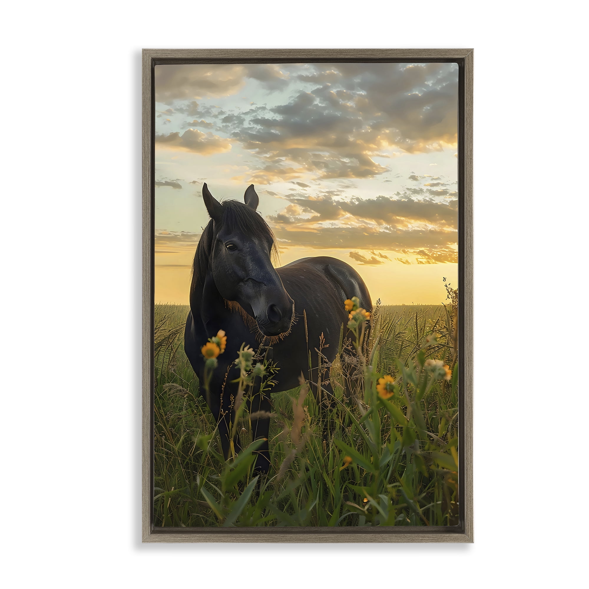 Stupell Industries Standing In Field Of Flowers Brown Framed Floater Canvas Wall Art, design by Creative Studio