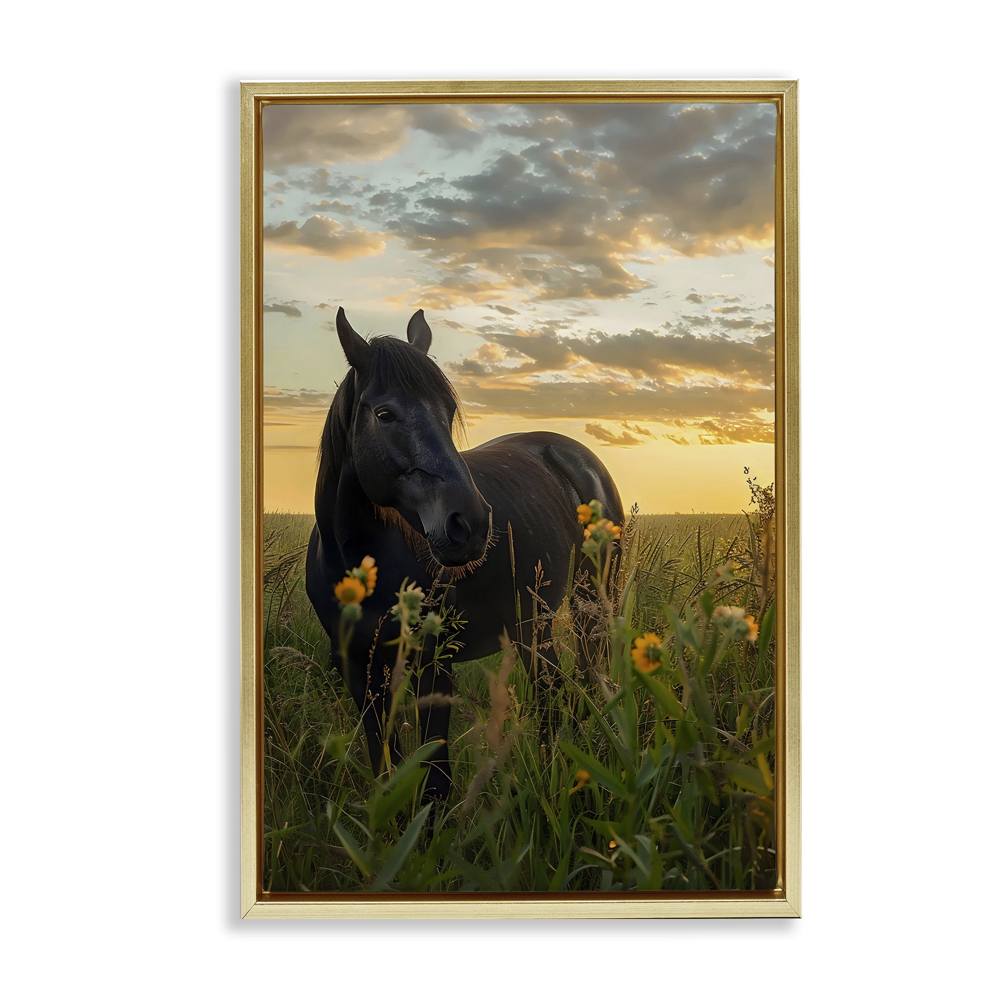 Stupell Industries Standing In Field Of Flowers Gold Framed Floater Canvas Wall Art, design by Creative Studio