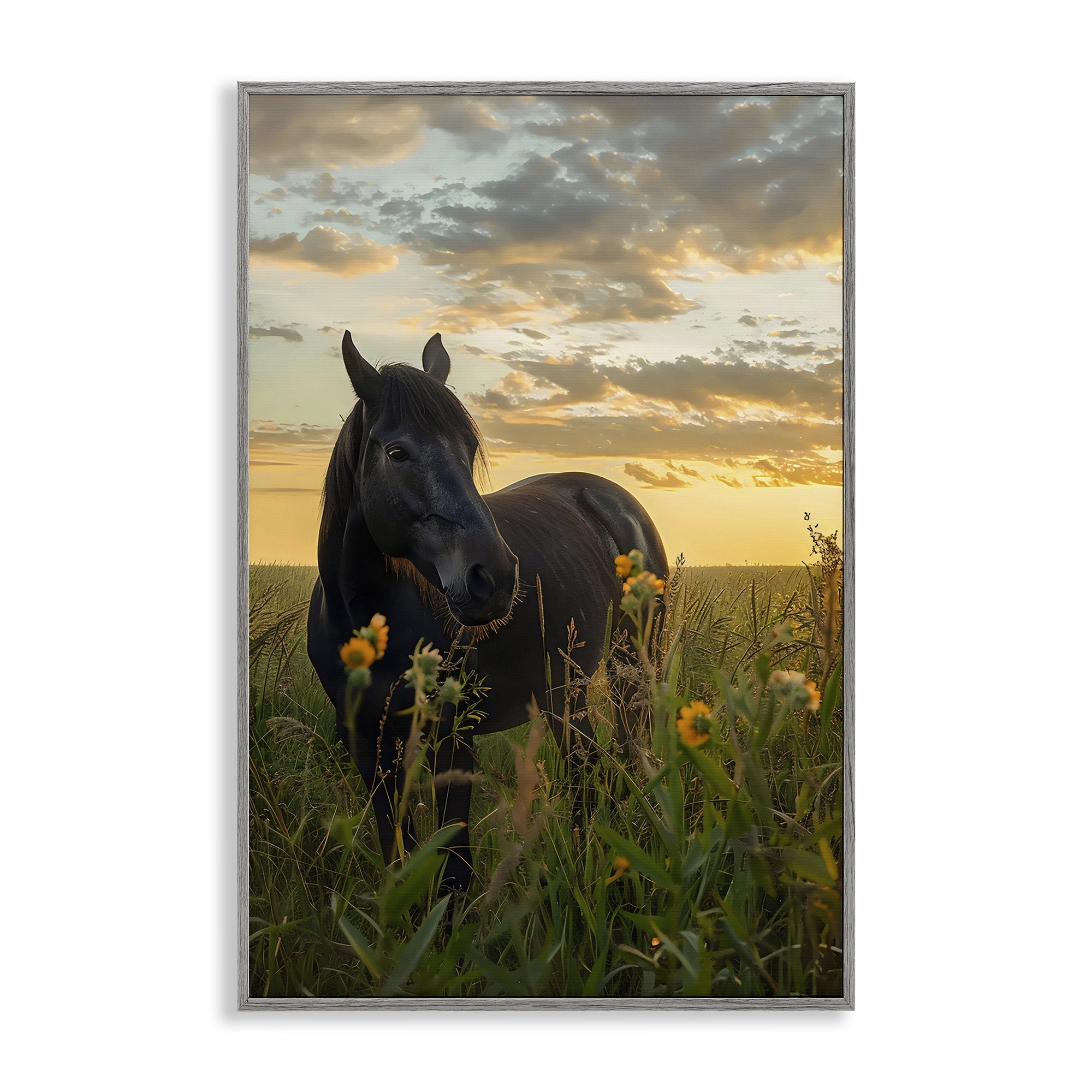 Stupell Industries Standing In Field Of Flowers Gray Framed Giclee Art, design by Creative Studio