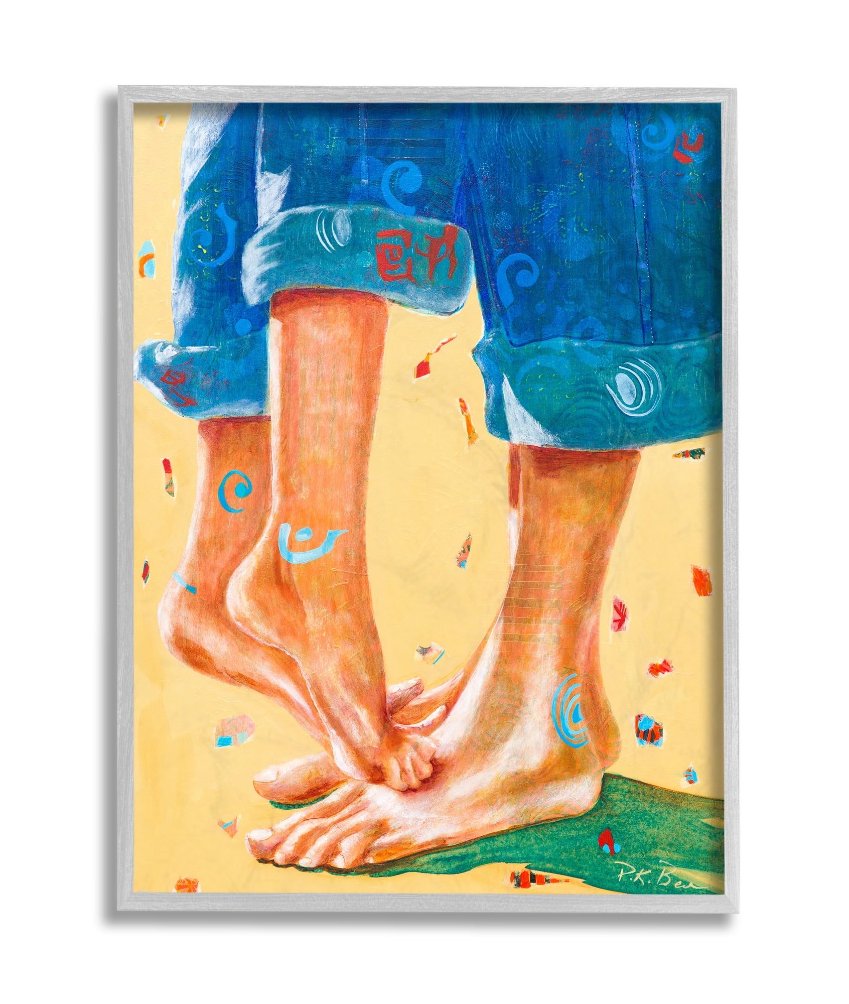 Stupell Industries Standing On Tiptoes Dancing in Cuffed Jeans Grey Framed, 11 x 14, Design by Pamela K. Beer