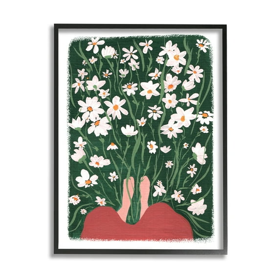 Stupell Industries Standing in Peaceful Flower Meadow Blooming Daisies Painting Painting Black Framed Art Print Wall Art, Design by Birgit Maria Kiennast