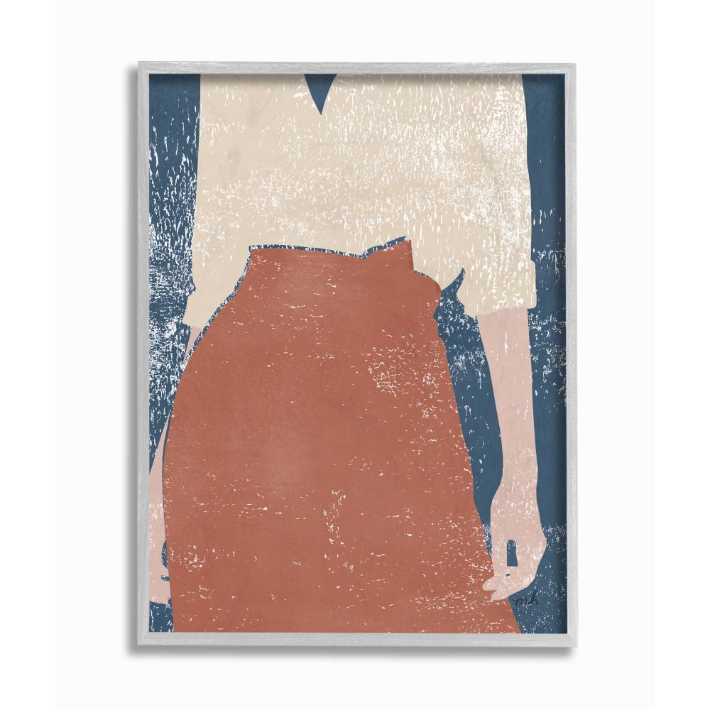 Stupell Industries Standing Person Red Blue Textured Surface Design Framed Wall Art by Moira Hershey, 16" x 20", Gray Framed