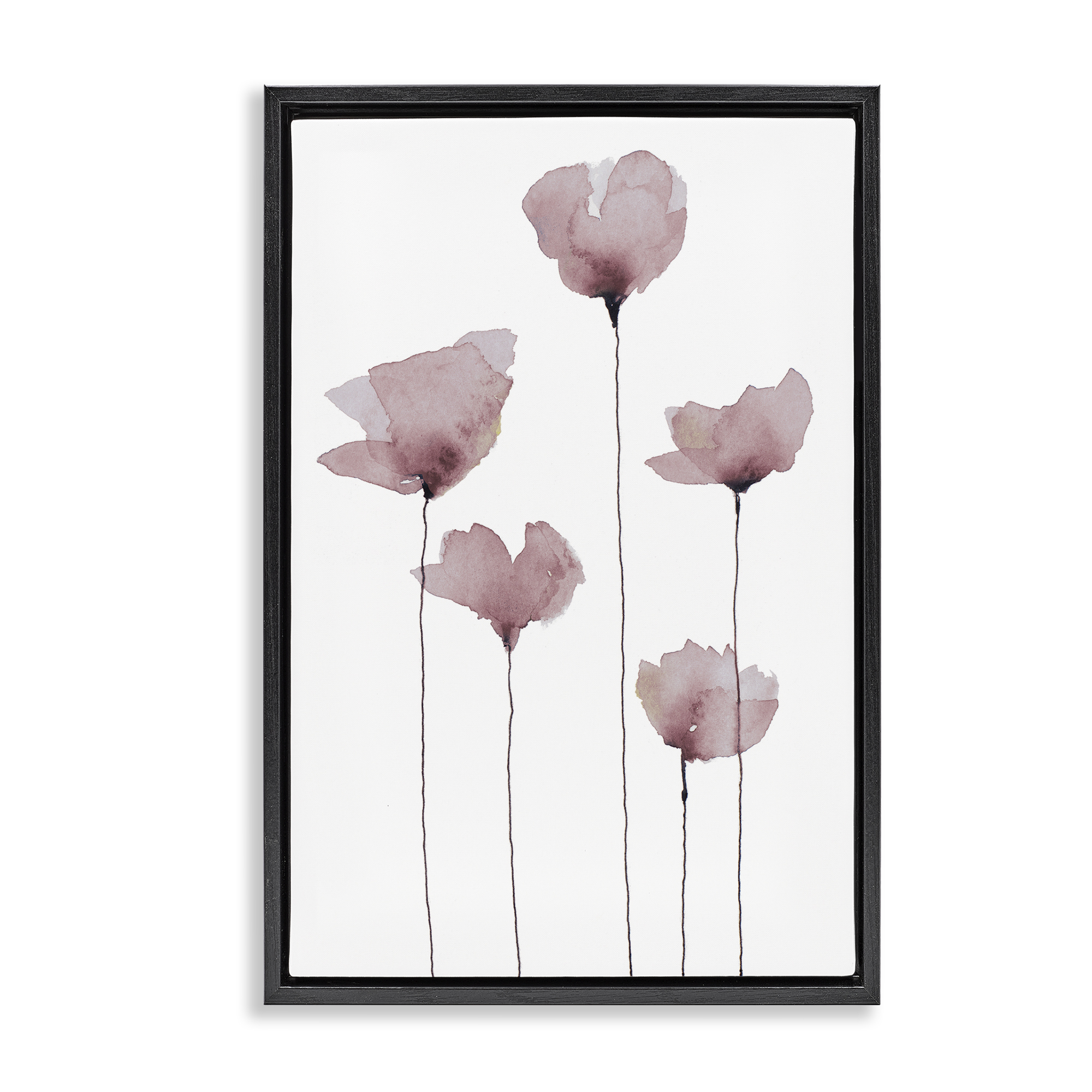 Stupell Industries Standing Tall Blossoms Plants & Flowers Painting Black Floater Framed Canvas Art Print Wall Art, 21 x 31