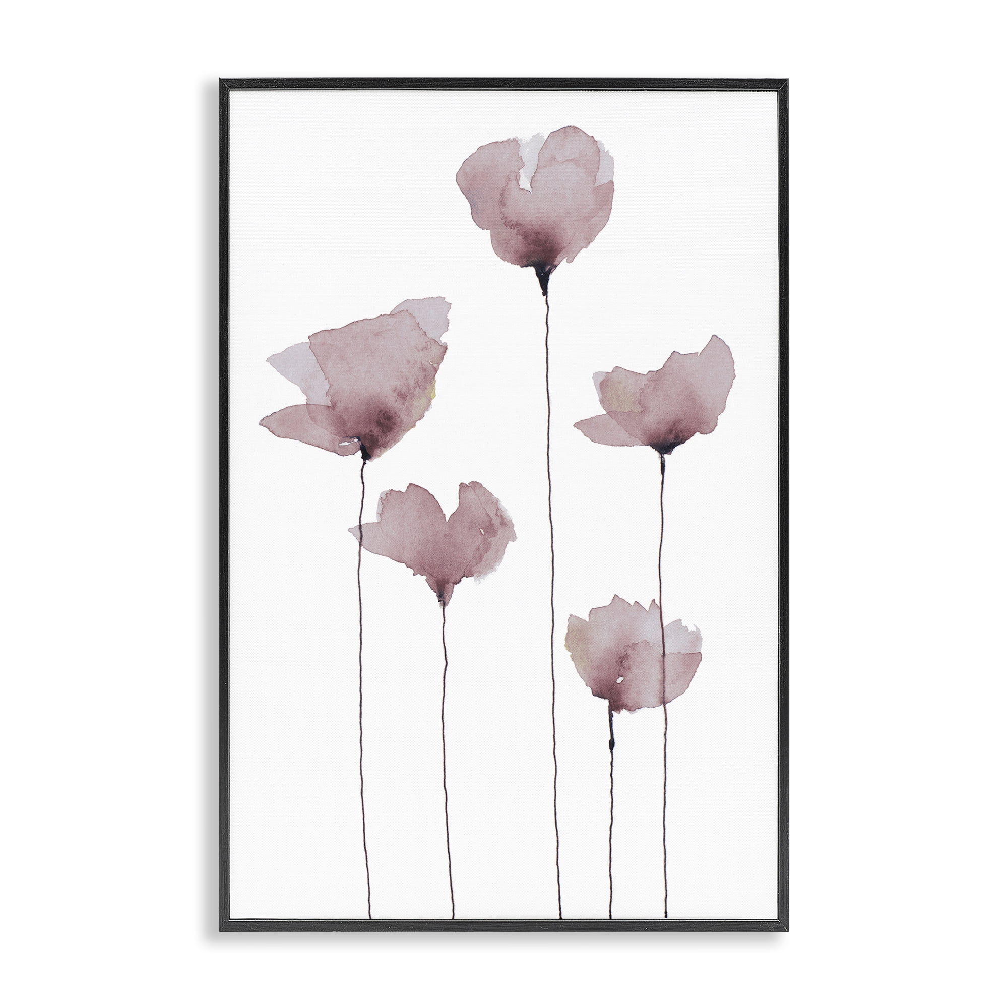 Stupell Industries Standing Tall Blossoms Plants & Flowers Painting Black Framed Art Print Wall Art, 20 x 30