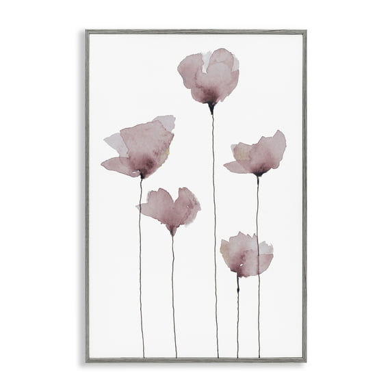Stupell Industries Standing Tall Blossoms Plants & Flowers Painting Gray Framed Art Print Wall Art, 16 x 24