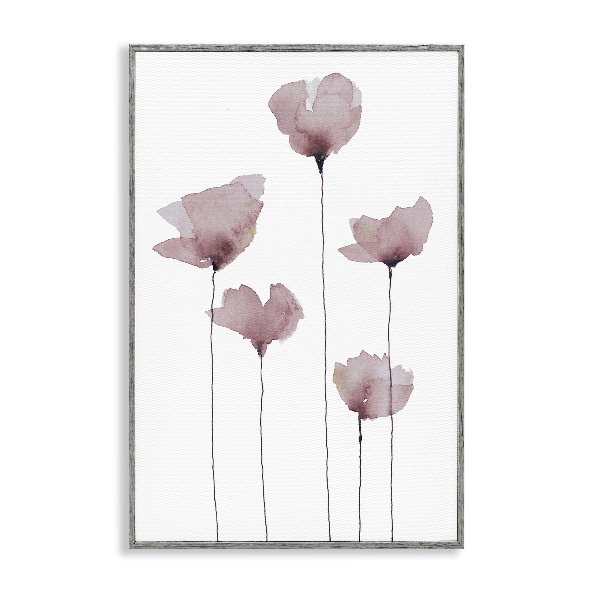 Stupell Industries Standing Tall Blossoms Plants & Flowers Painting Gray Framed Art Print Wall Art, 20 x 30