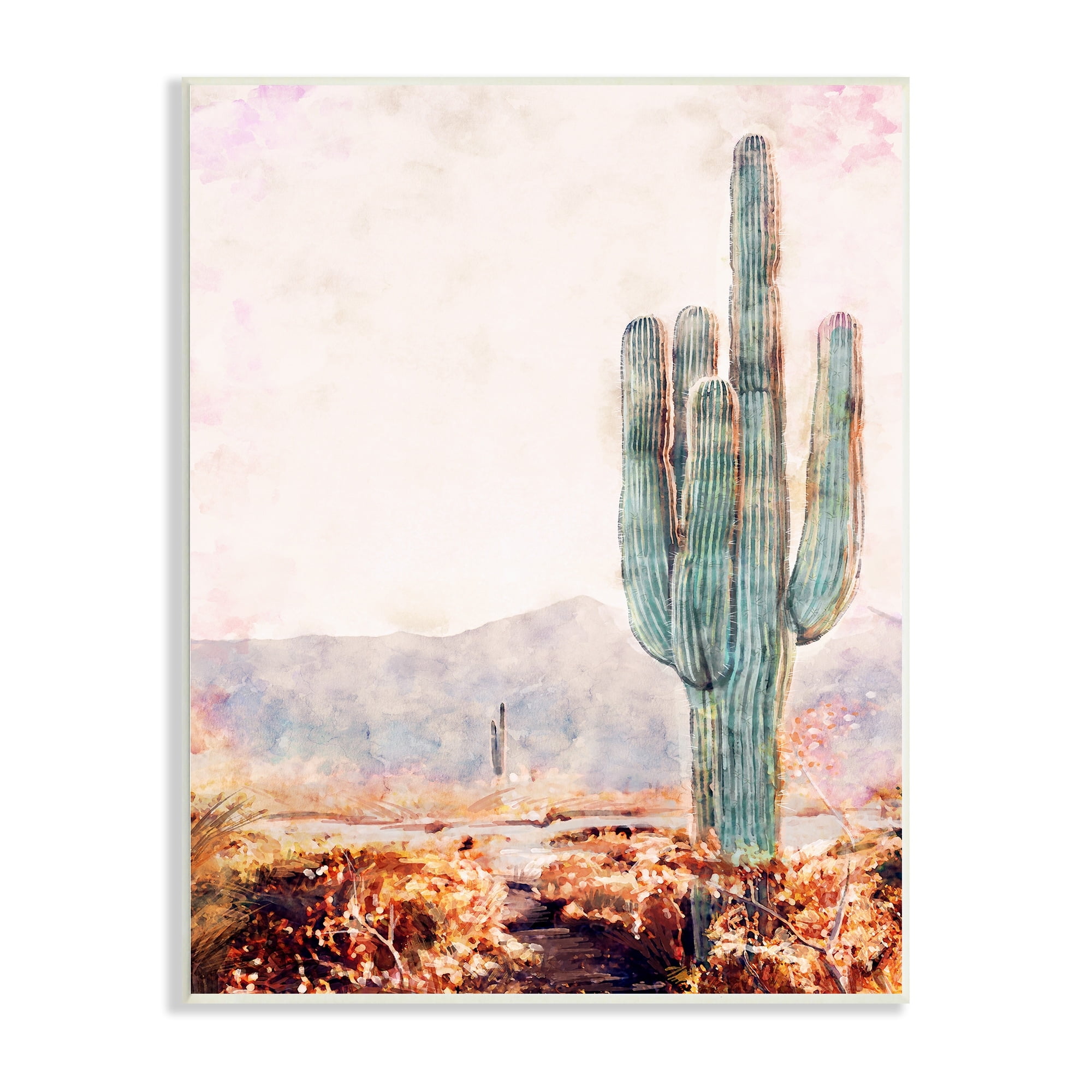 Stupell Industries Standing Tall Cactus Arid Vegetation Dry Mountainous Plains,13 x 19, Design by Ziwei Li
