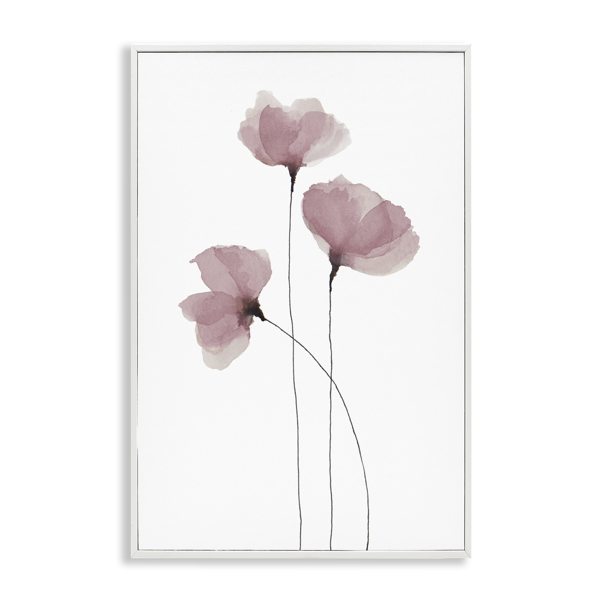 Stupell Industries Standing Tall Pink Flowers Plants & Flowers Painting White Framed Art Print Wall Art, 16 x 24