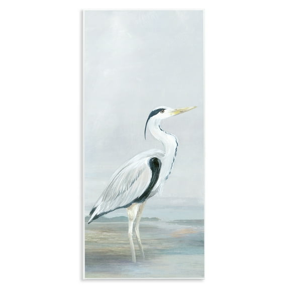 Stupell Industries Standing Tall White Heron Wall Plaque Art design by Lily K., 17 x 7