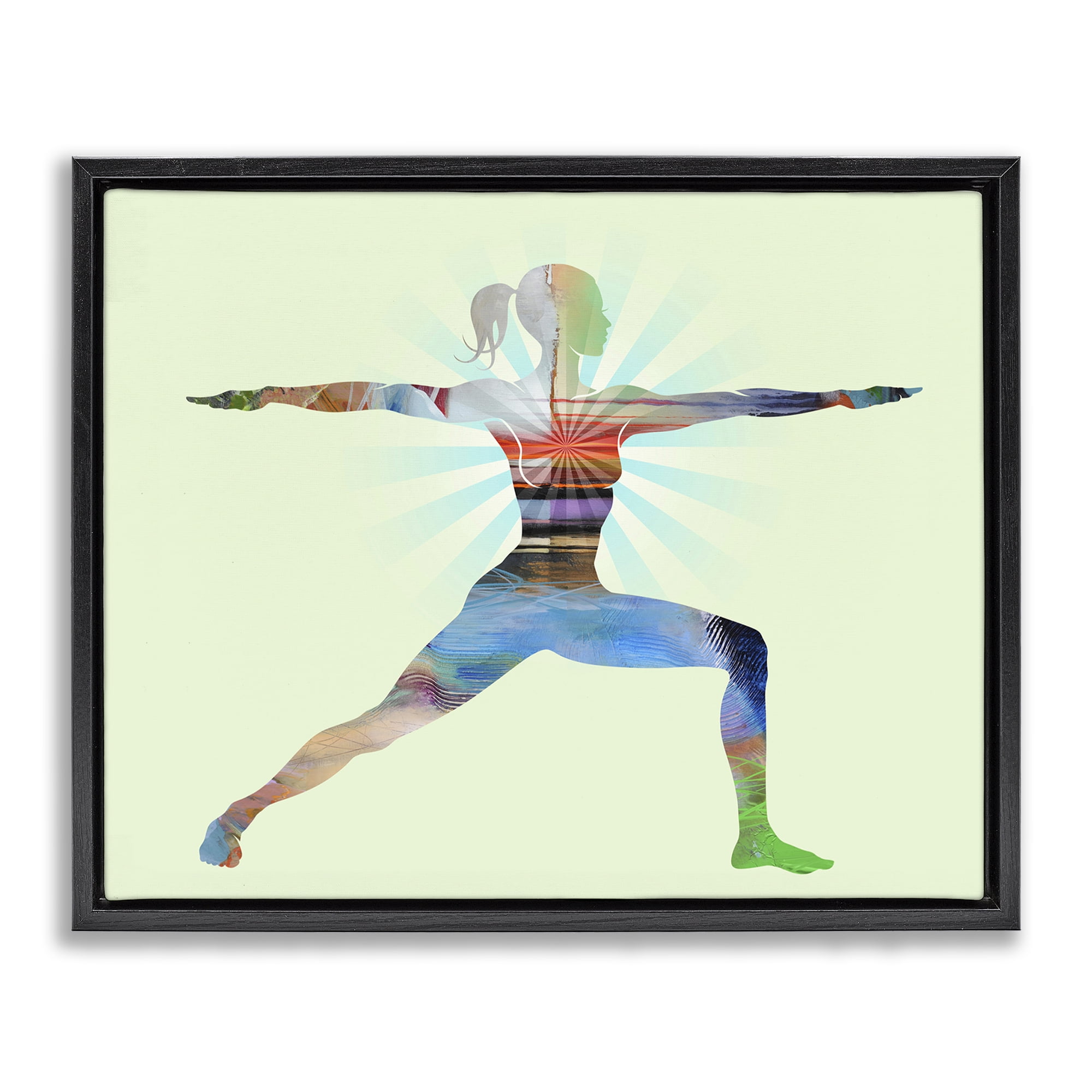 Stupell Industries Standing Yoga Pose People Painting Black Floater Framed Canvas Art Print Wall Art, 21 x 17