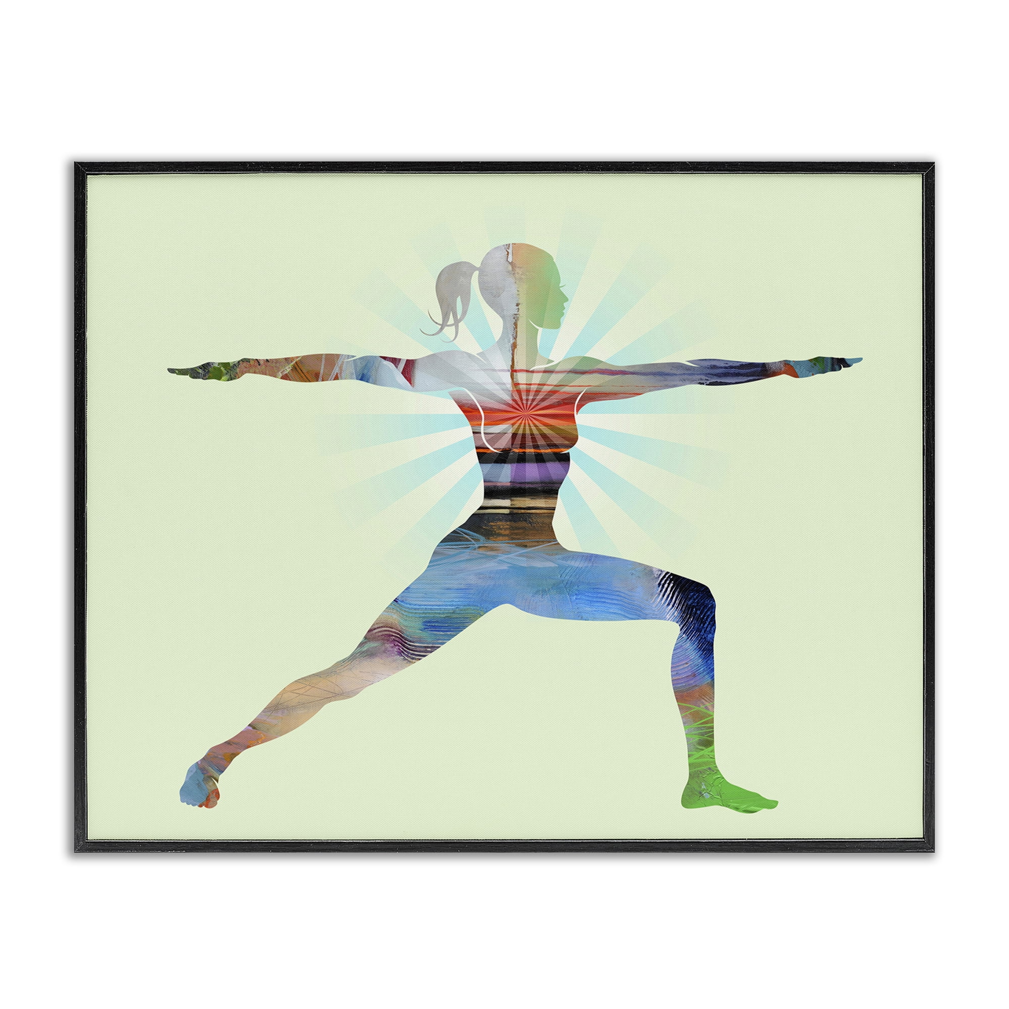 Stupell Industries Standing Yoga Pose People Painting Black Framed Art Print Wall Art, 14 x 11