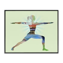Stupell Industries Standing Yoga Pose People Painting Black Framed Art Print Wall Art, 14 x 11