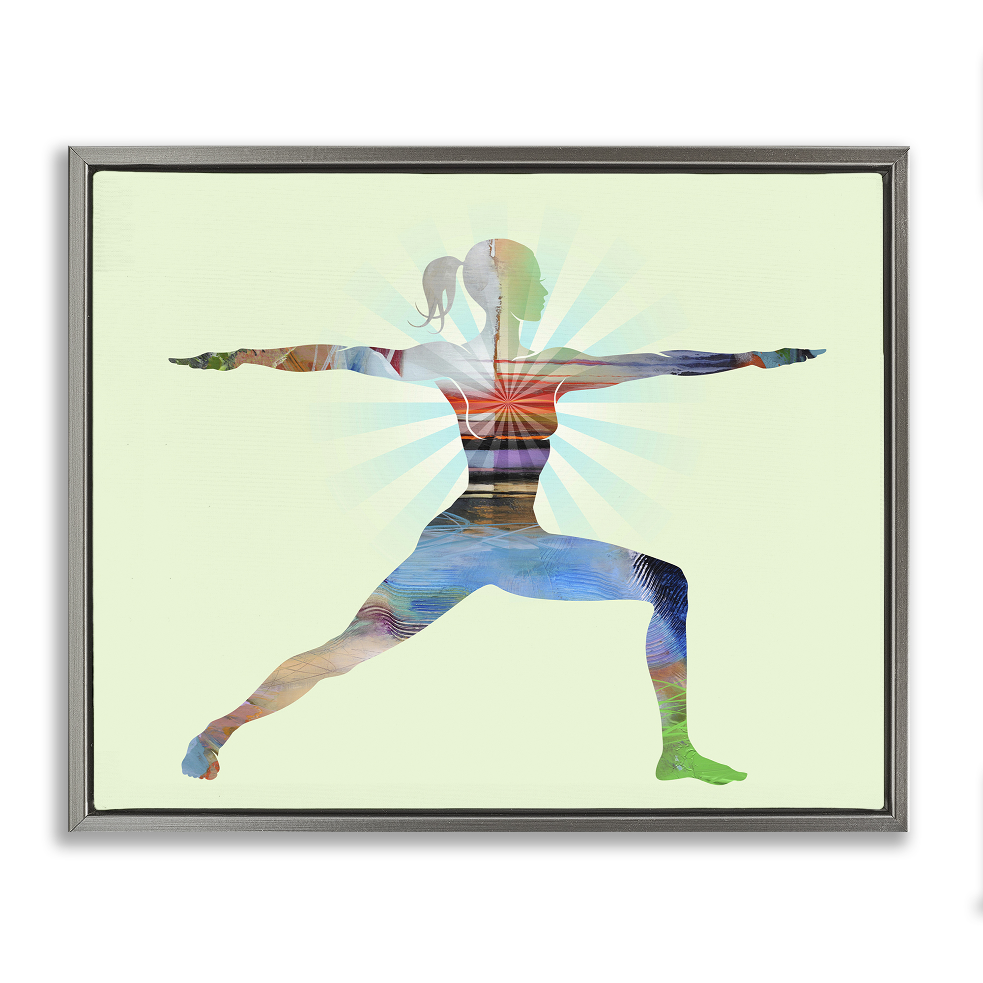 Stupell Industries Standing Yoga Pose People Painting Gray Floater Framed Canvas Art Print Wall Art, 31 x 25