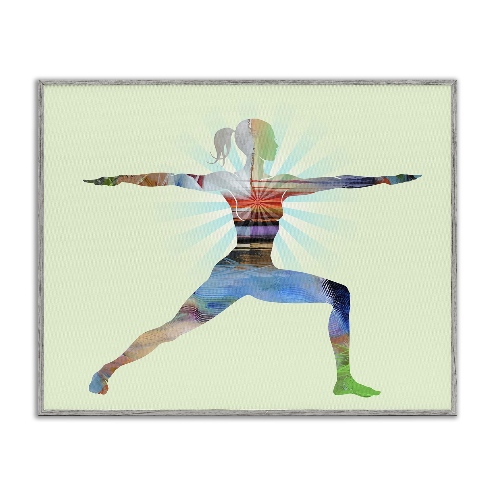 Stupell Industries Standing Yoga Pose People Painting Gray Framed Art Print Wall Art, 20 x 16