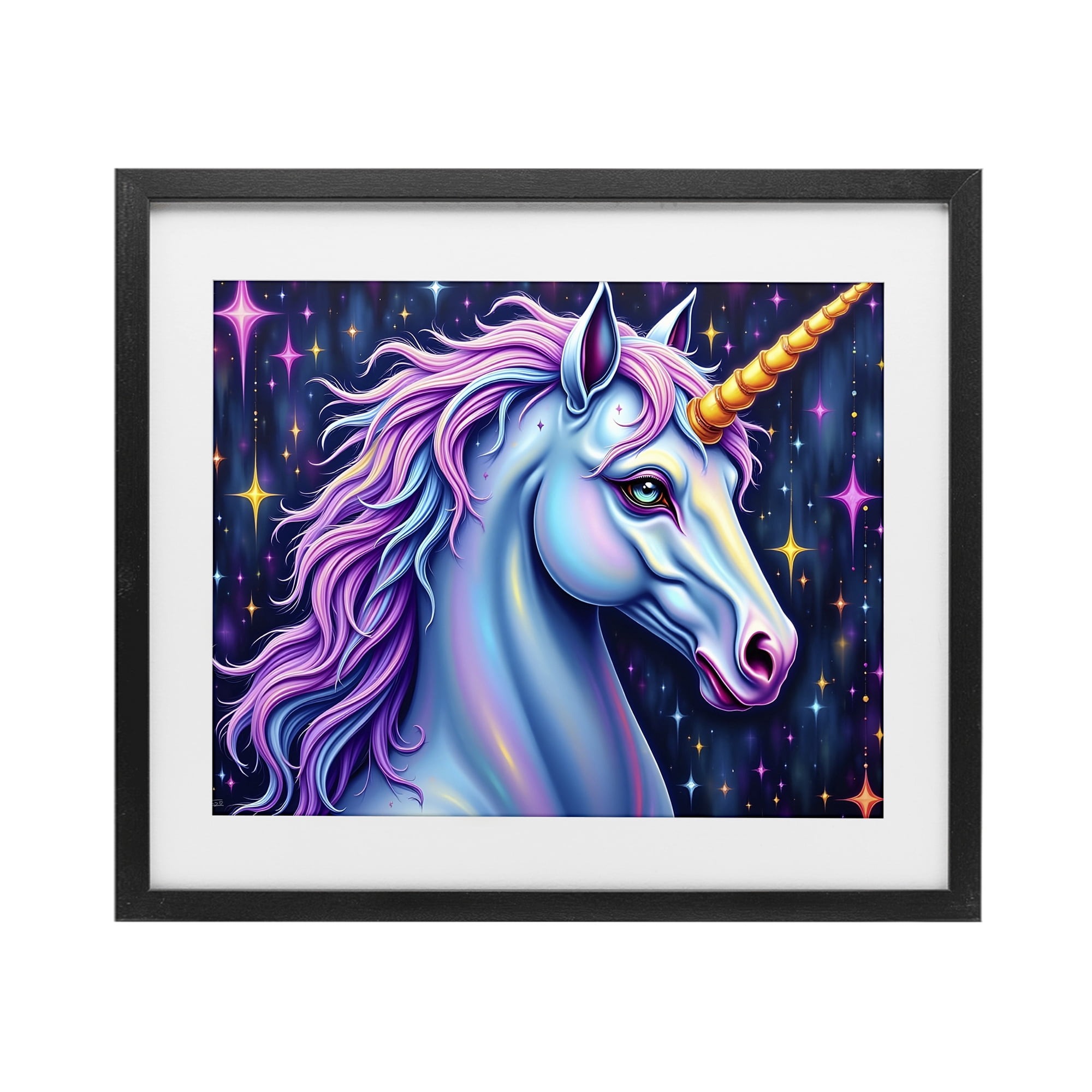 Stupell Industries Star Dancer Unicorn Black Framed Print Under Glass, design by Tabz Jones