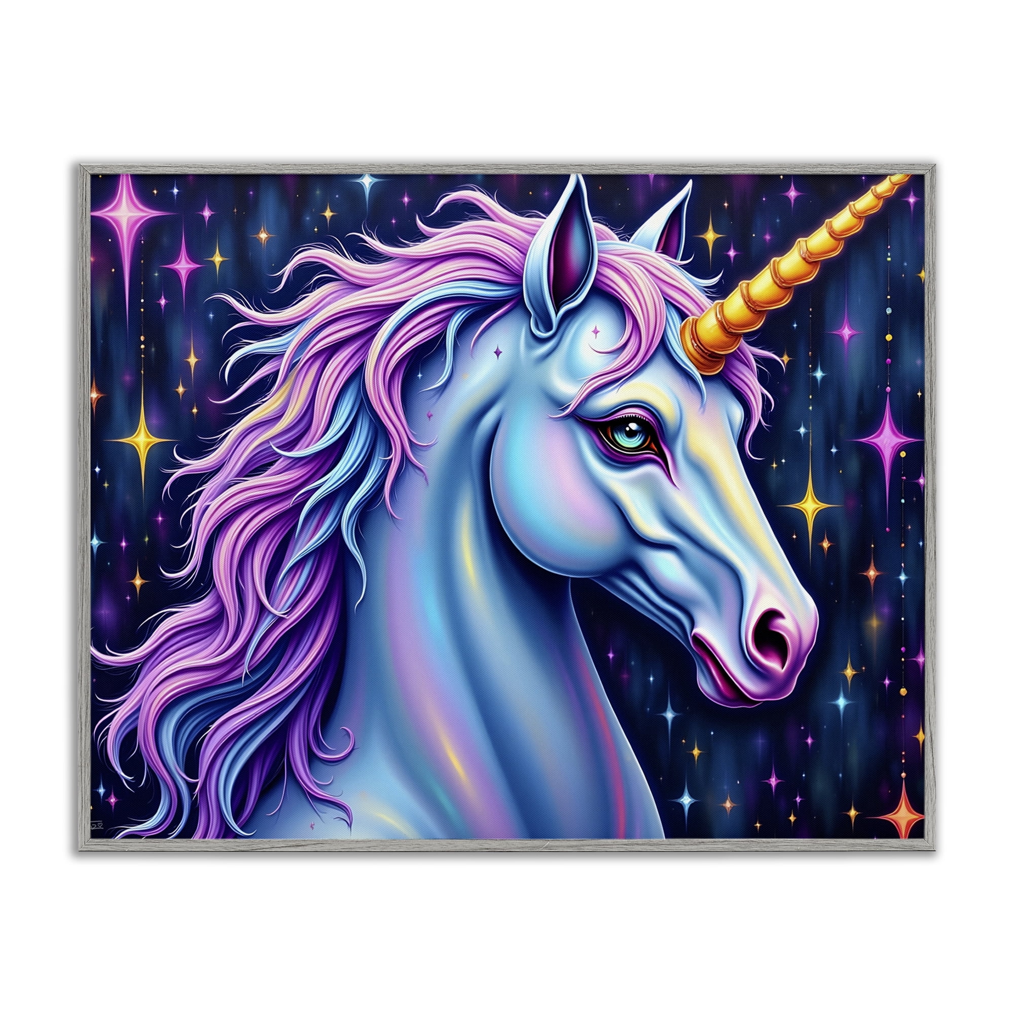 Stupell Industries Star Dancer Unicorn Gray Framed Giclee Art, design by Tabz Jones