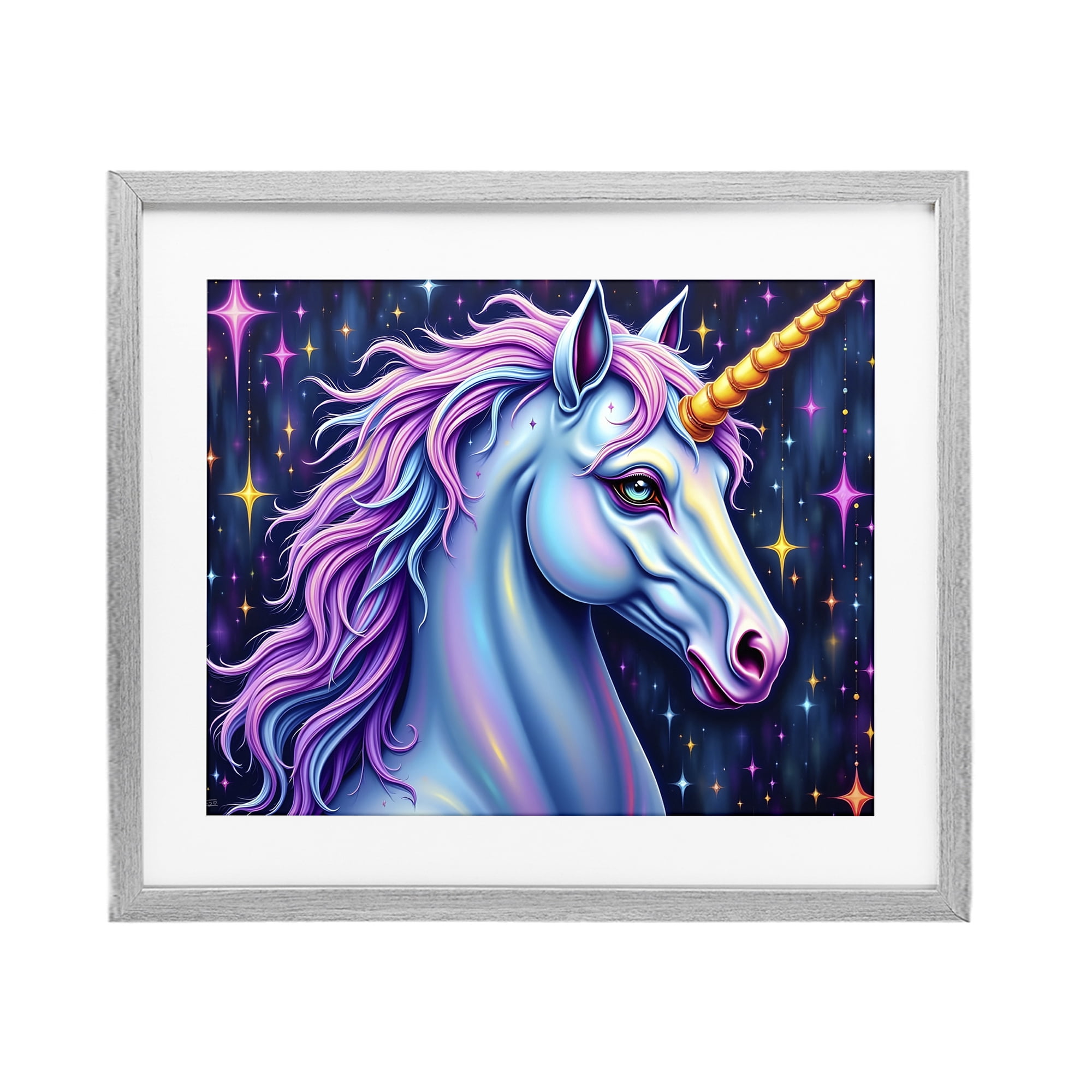 Stupell Industries Star Dancer Unicorn Gray Framed Print Under Glass, design by Tabz Jones