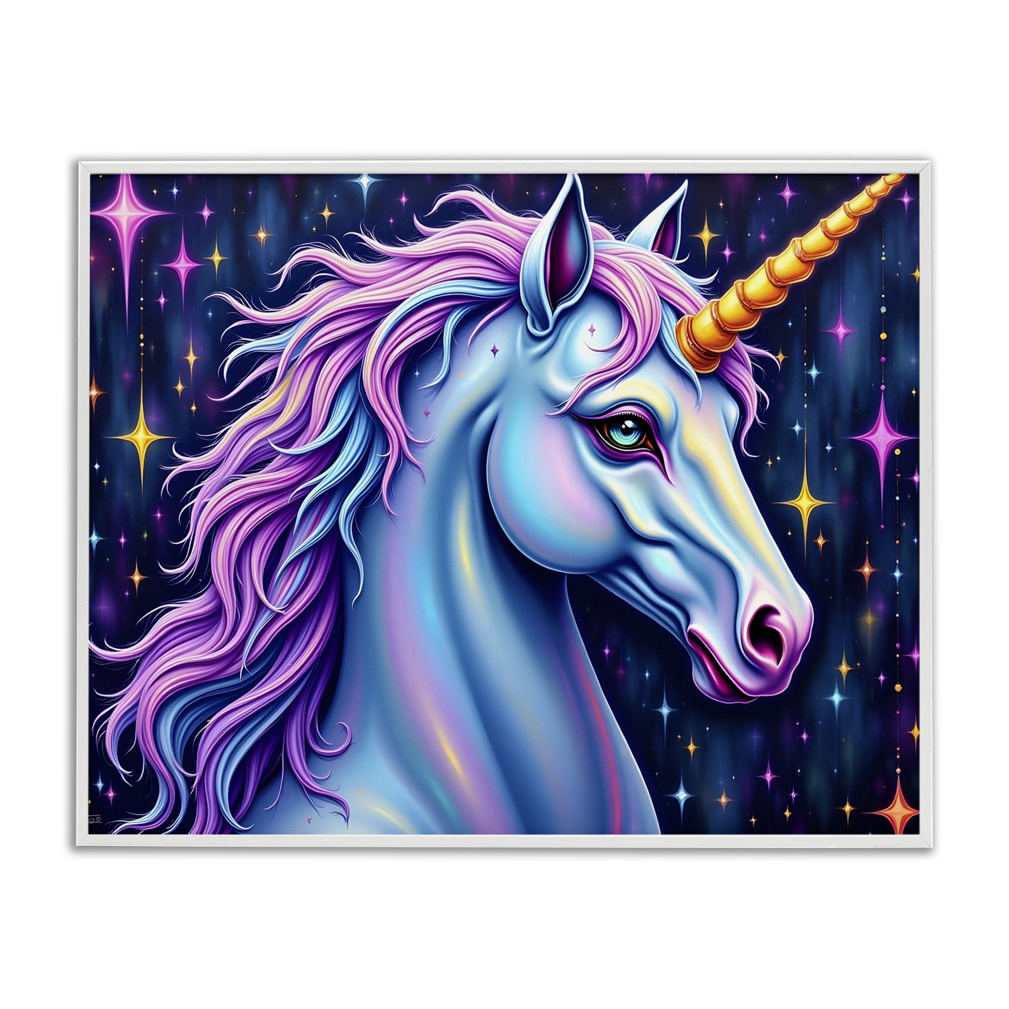 Stupell Industries Star Dancer Unicorn White Framed Giclee Art, design by Tabz Jones