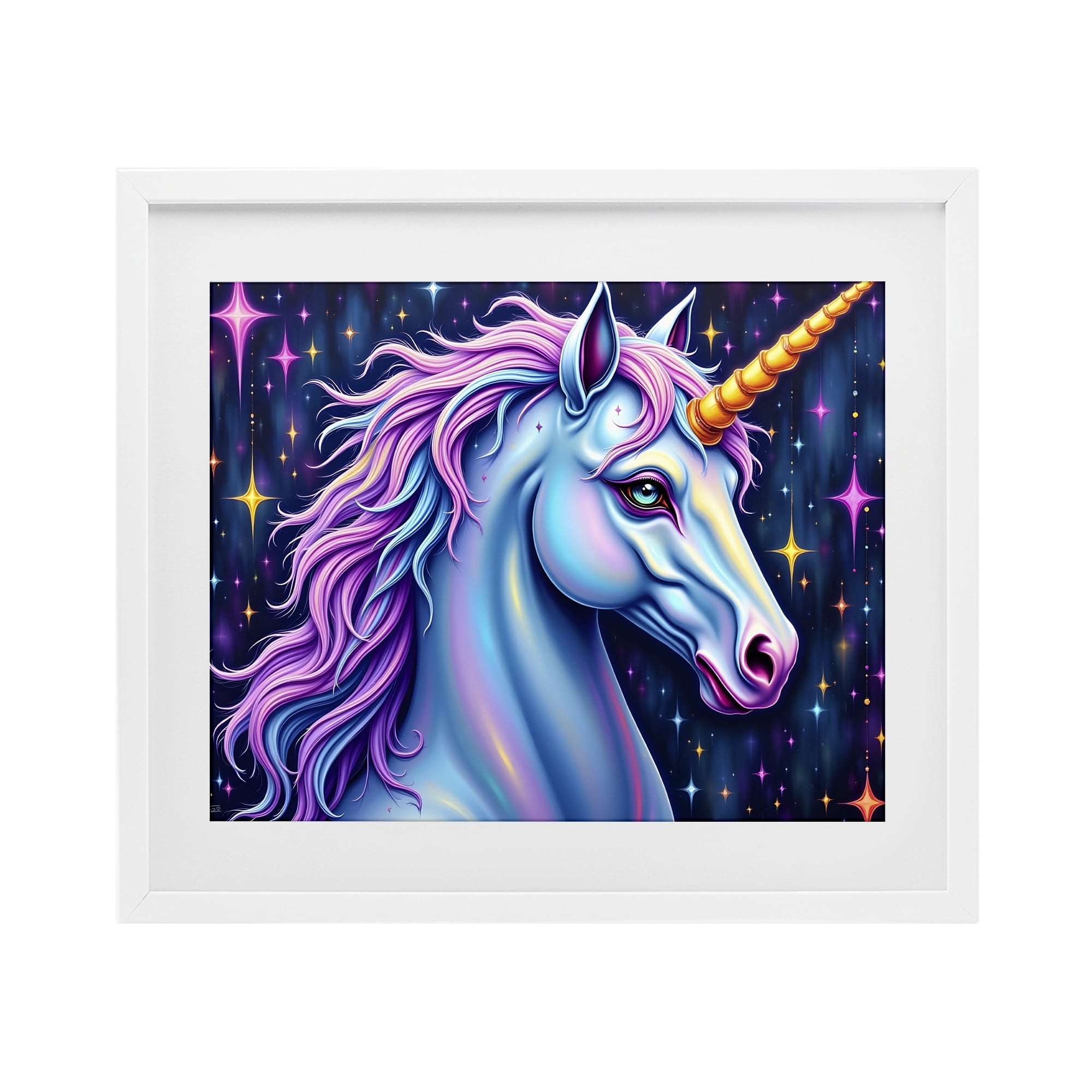 Stupell Industries Star Dancer Unicorn White Framed Print Under Glass, design by Tabz Jones