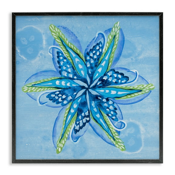 Stupell Industries Star Shaped Abstract Flower Floral Painting Black Framed Art Print Wall Art, 12 x 12