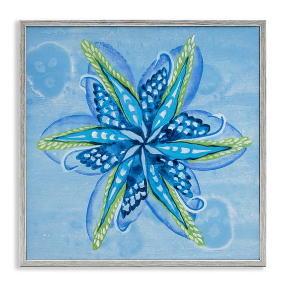 Stupell Industries Star Shaped Abstract Flower Floral Painting Gray Framed Art Print Wall Art, 17 x 17