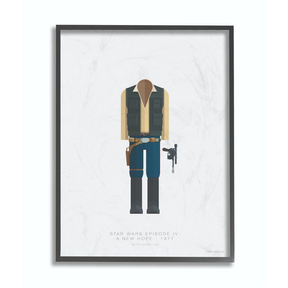 Stupell Industries Star Wars Han Solo Famous People Characters Fashion Design Framed Wall Art by Fred Birchal