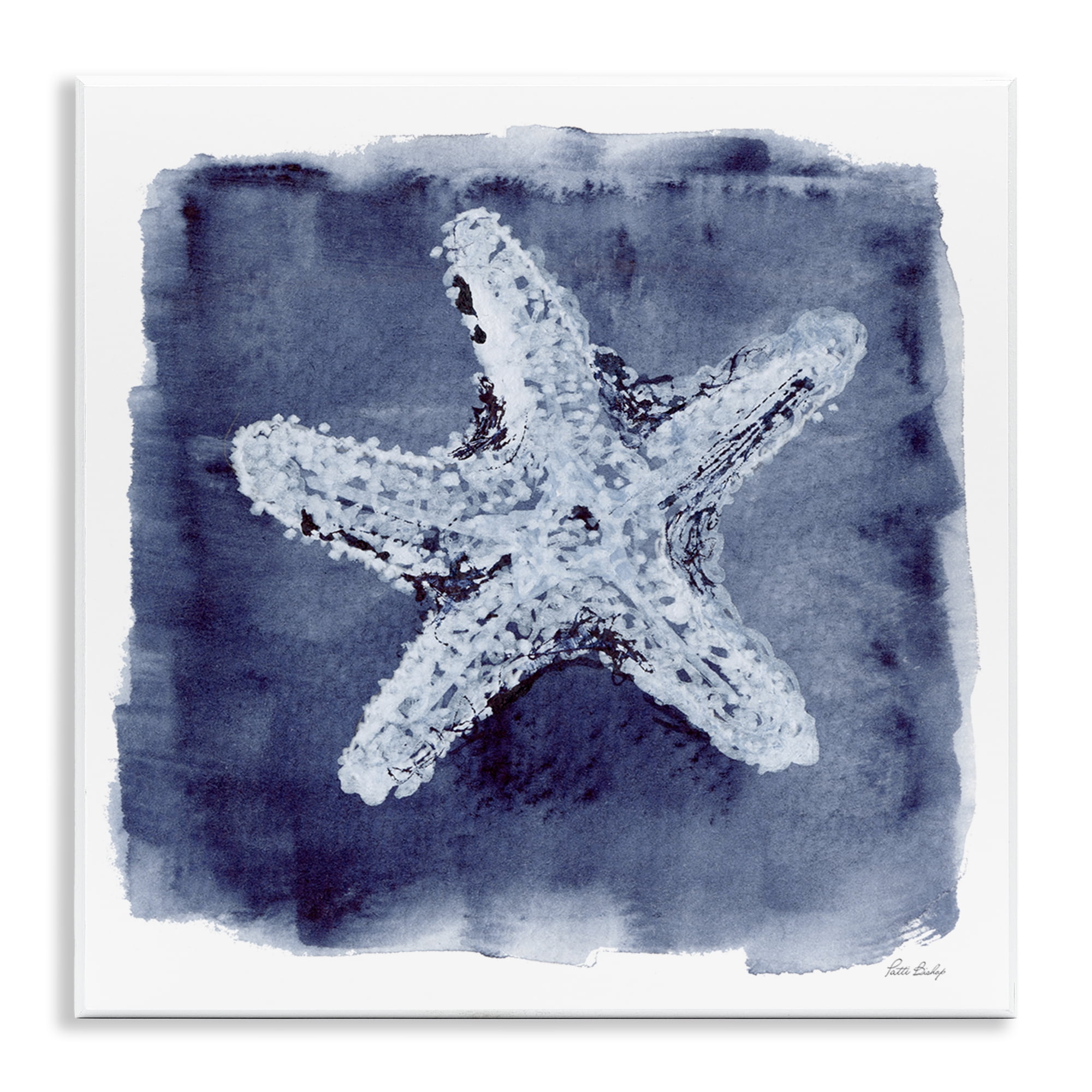 Stupell Industries Starfish Blue Impression Animals Painting Unframed Art Print Wall Art, 12 x 12