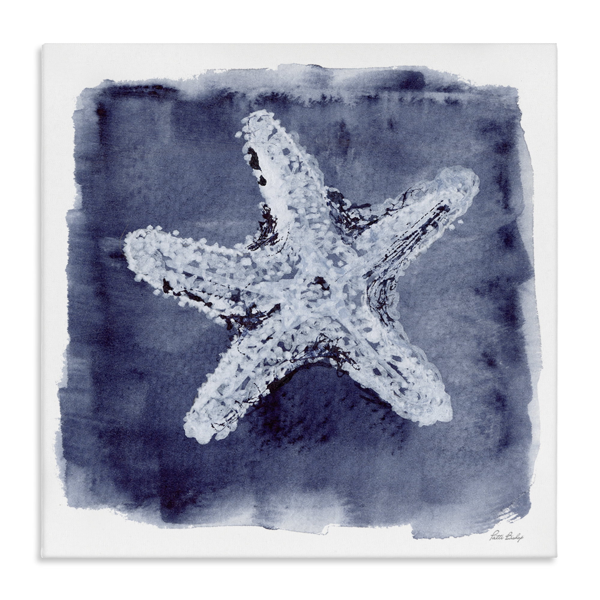 Stupell Industries Starfish Blue Impression Animals Painting Wrapped Canvas Art Print Wall Art, 17 x 17