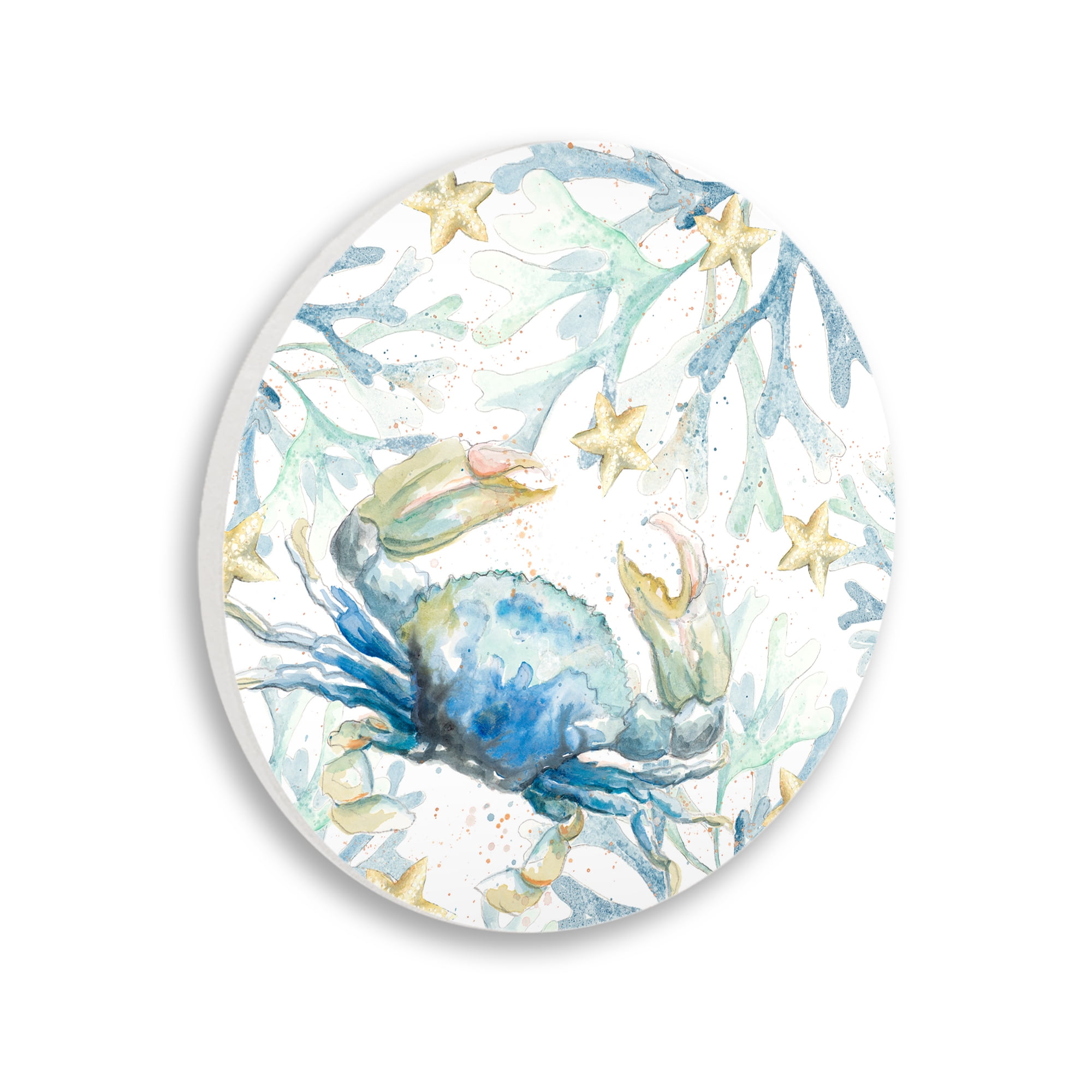 Stupell Industries Starfish & Crab Pattern Animals Painting Unframed Art Print Wall Art, 12 x 12