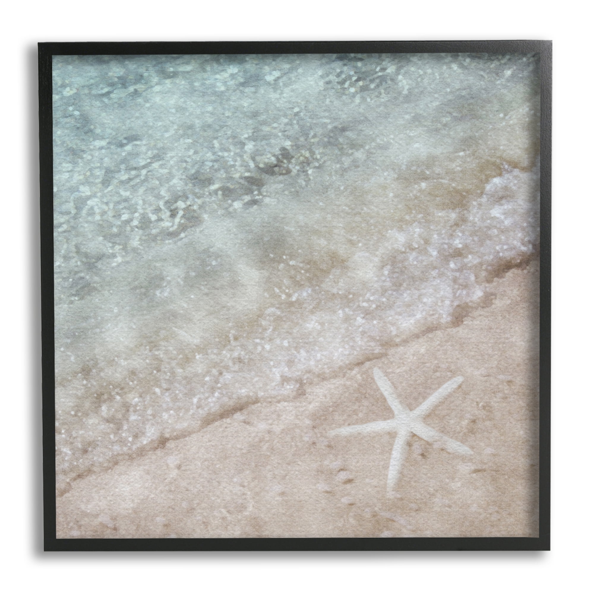 Stupell Industries Starfish on Beach Coast Nature Painting Black Framed Art Print Wall Art, 24 x 24