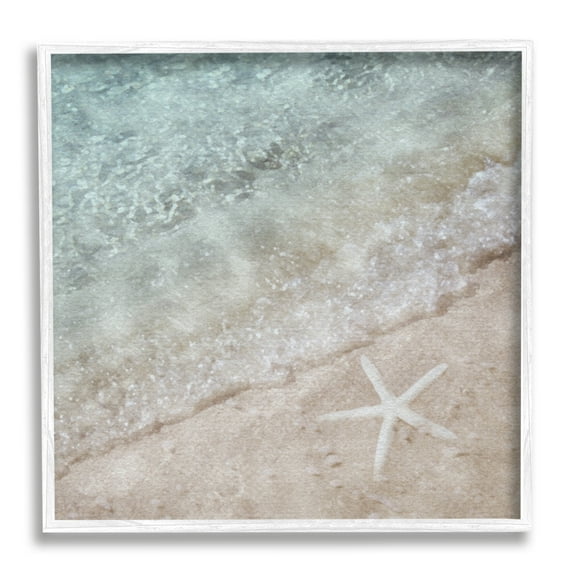 Stupell Industries Starfish on Beach Coast Nature Painting White Framed Art Print Wall Art, 17 x 17