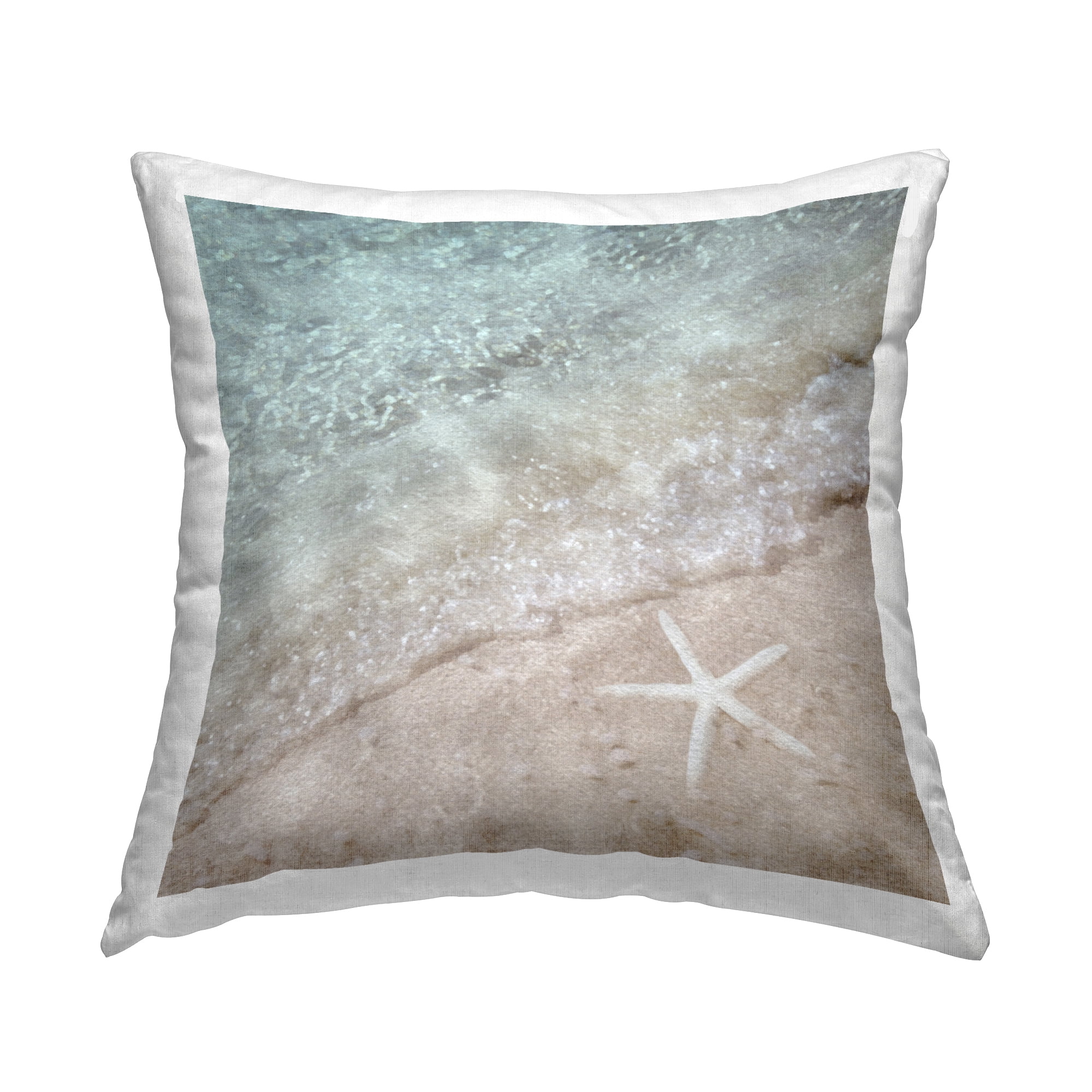 Stupell Industries Starfish on Beach Shore Square Decorative Printed Throw Pillow, 18 x 18