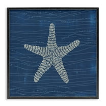 Stupell Industries Starfish on Blue Coastal Painting Black Framed Art Print Wall Art, 12 x 12