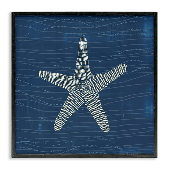Stupell Industries Starfish on Blue Coastal Painting Black Framed Art Print Wall Art, 12 x 12