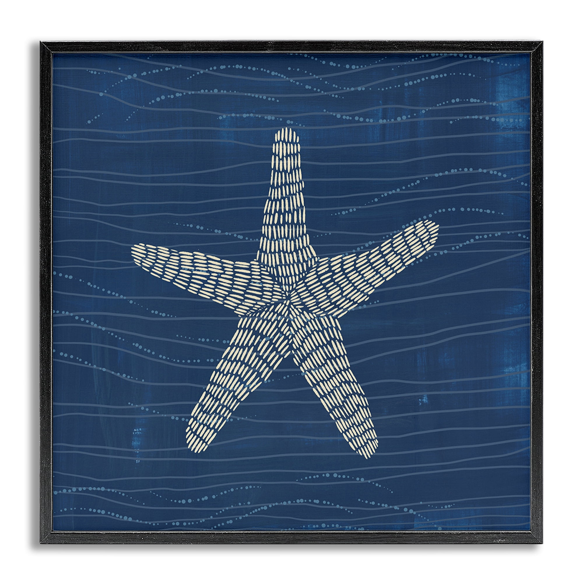 Stupell Industries Starfish on Blue Coastal Painting Gray Framed Art Print Wall Art, 12 x 12