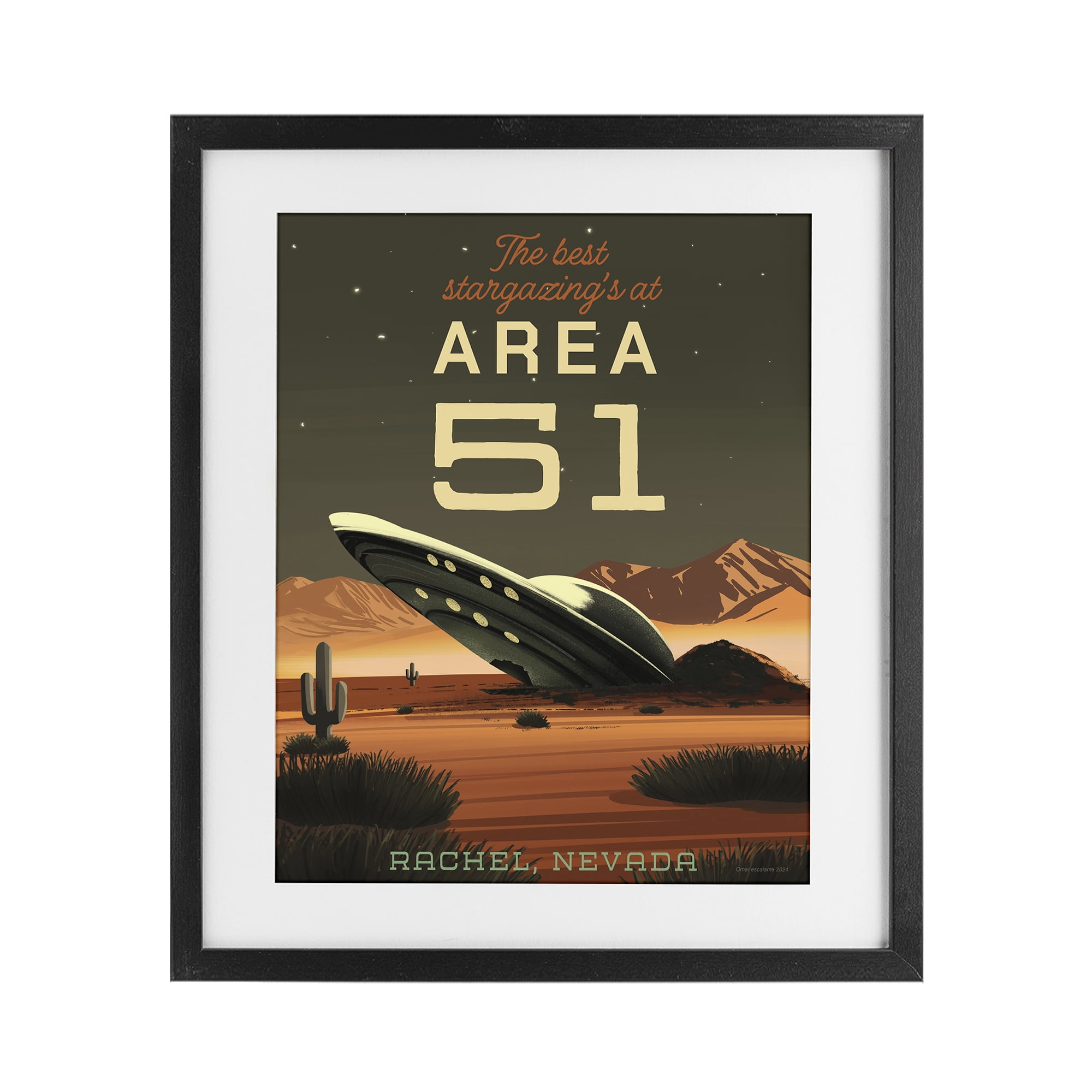 Stupell Industries Stargazing Area 51 Black Framed Print Under Glass, design by Omar Escalante