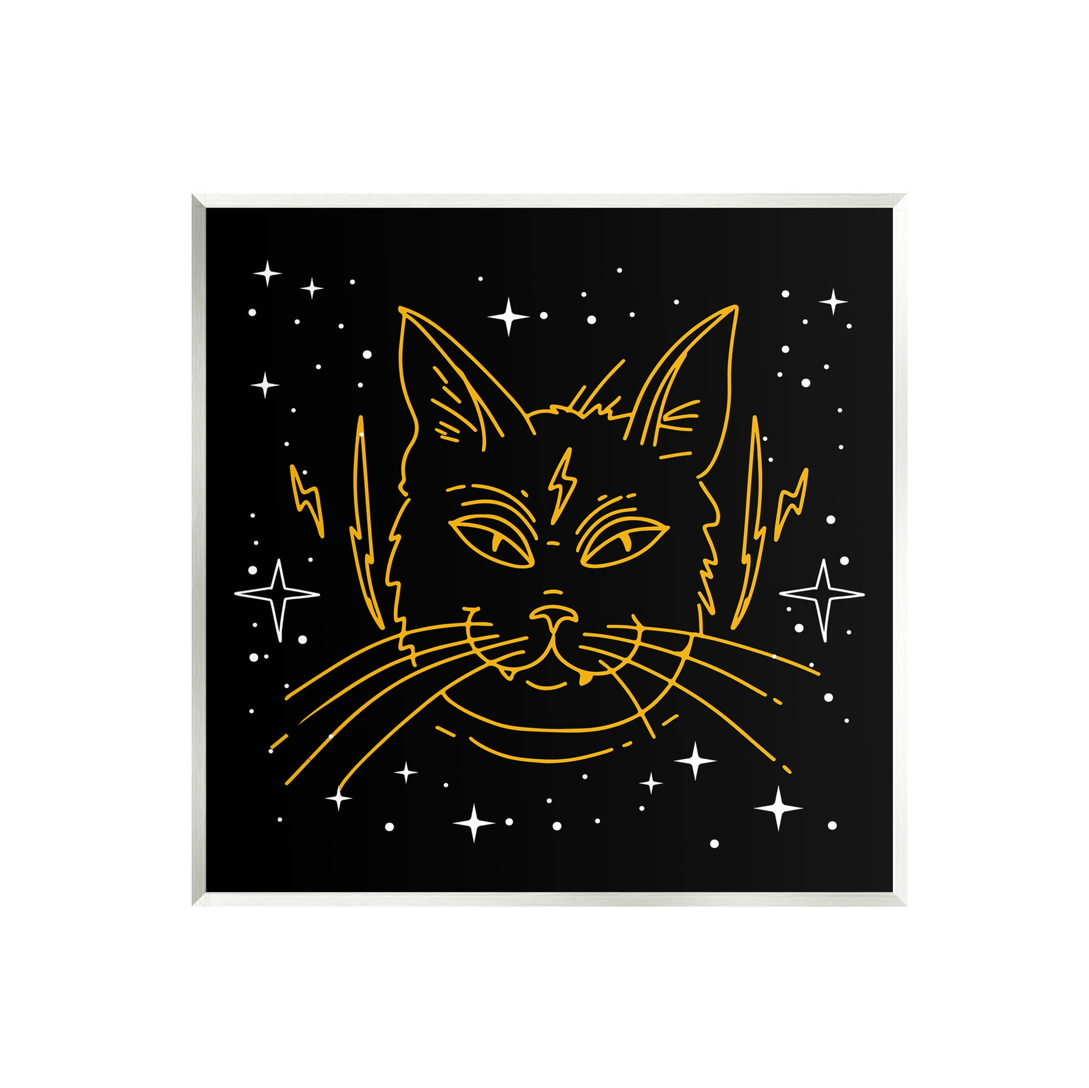 Stupell Industries Starry Cat Lightning Bolt Graphic Art Unframed Art Print Wall Art, Design by Lil' Rue